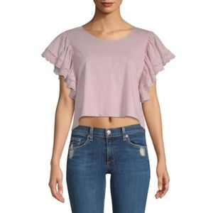 NWT Blush Pink Crop Top with Ruffled Sleeves